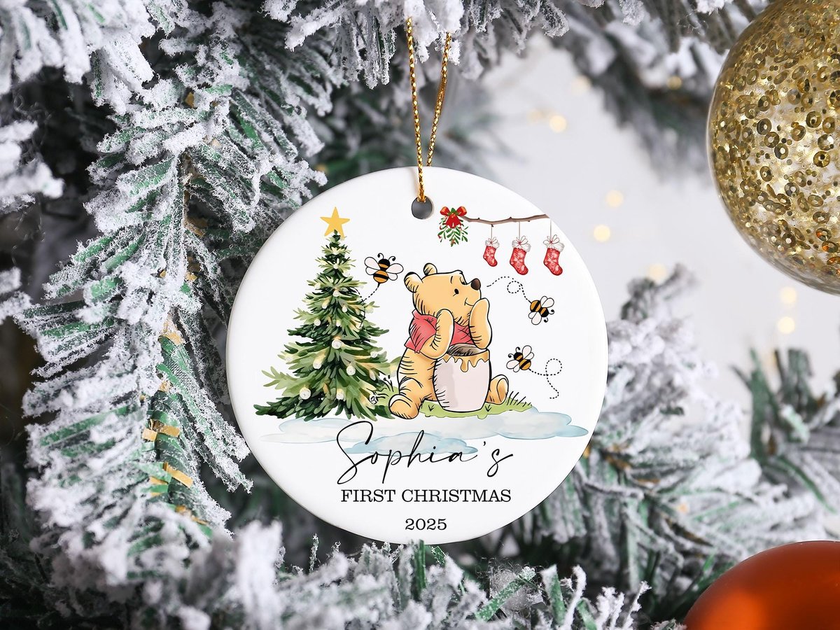 Custom Baby39s First Christmas BaublesCustom Keepsake Christmas Ornament New Baby GiftsChristmas Tree DecorClassic Pooh Keepsake