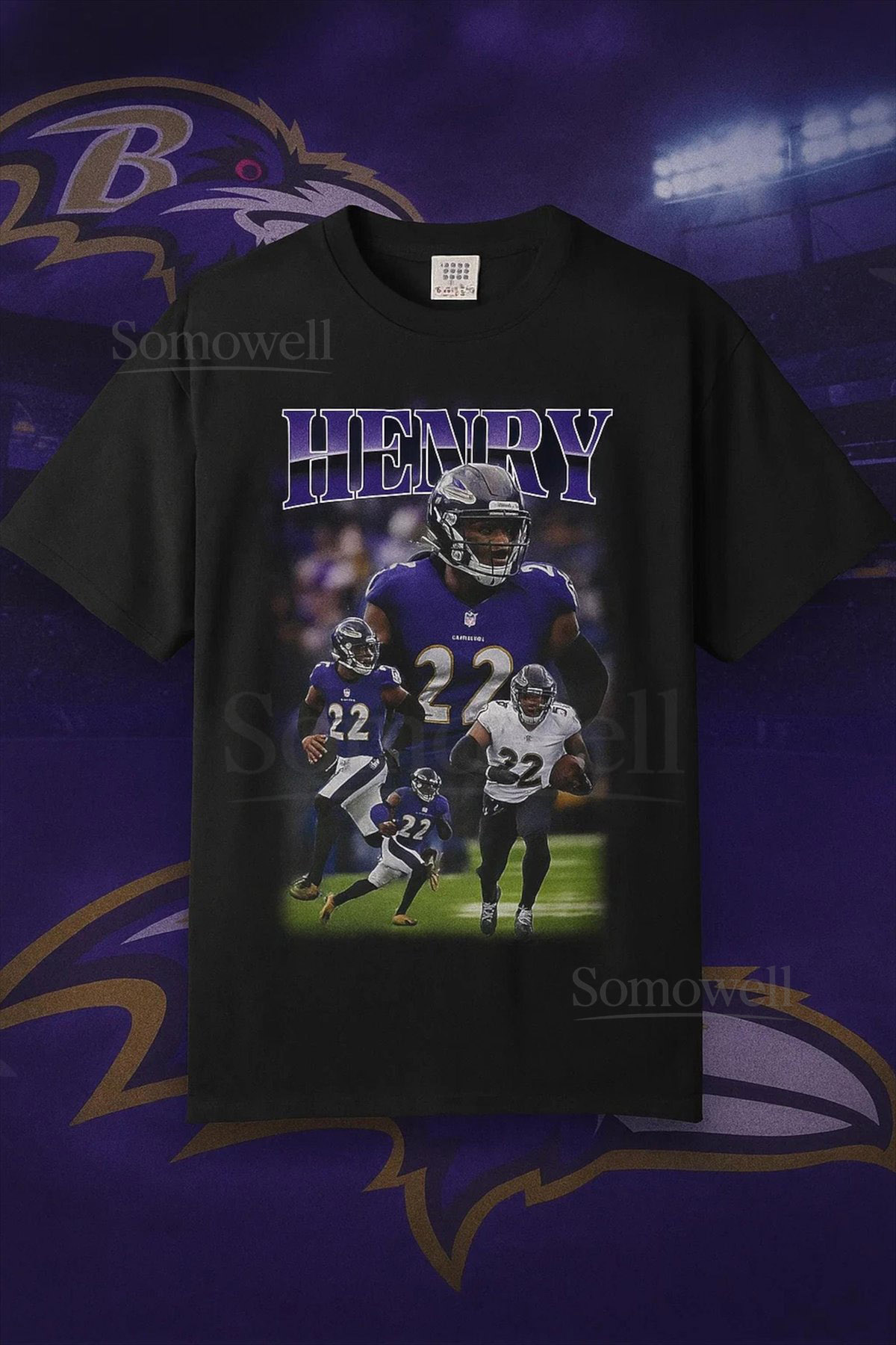 Derrick Henry Bootleg Tee Baltimore Ravens Retro Football Shirt_613