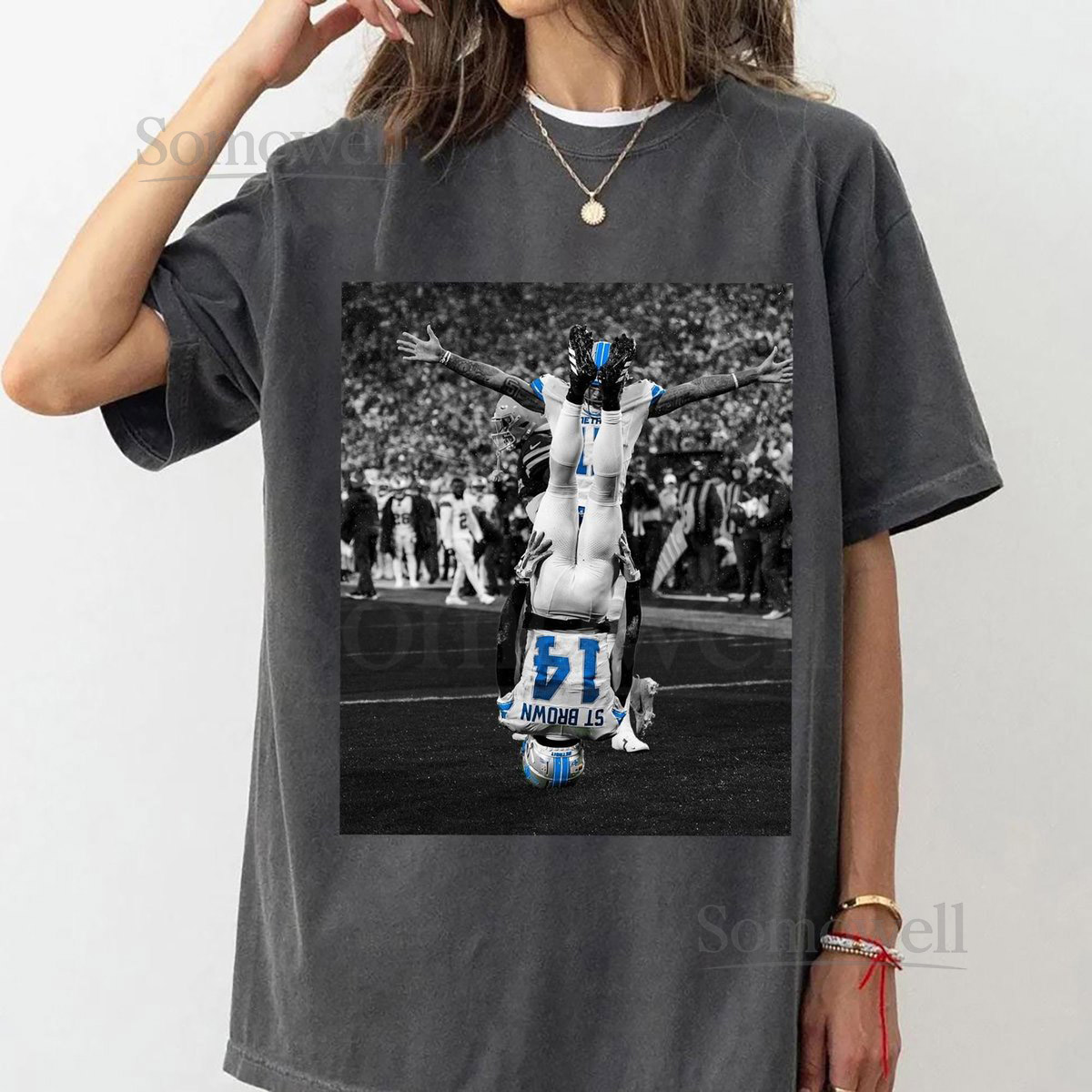 Amon-Ra St Brown Headstand Celebration Comfort Colors Shirt Detroit Football Retro TShirt Game Day Shirt Football Retro Shirt For Fans_20