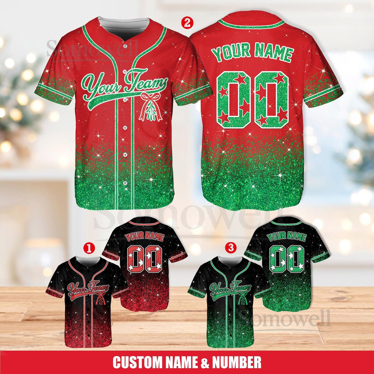 Personalized Christmas Baseball Jersey Adult Kid Youth Custom Name Number Holiday Jersey Xmas Gift Team Uniform Ugly Sweater Style Shirt_067
