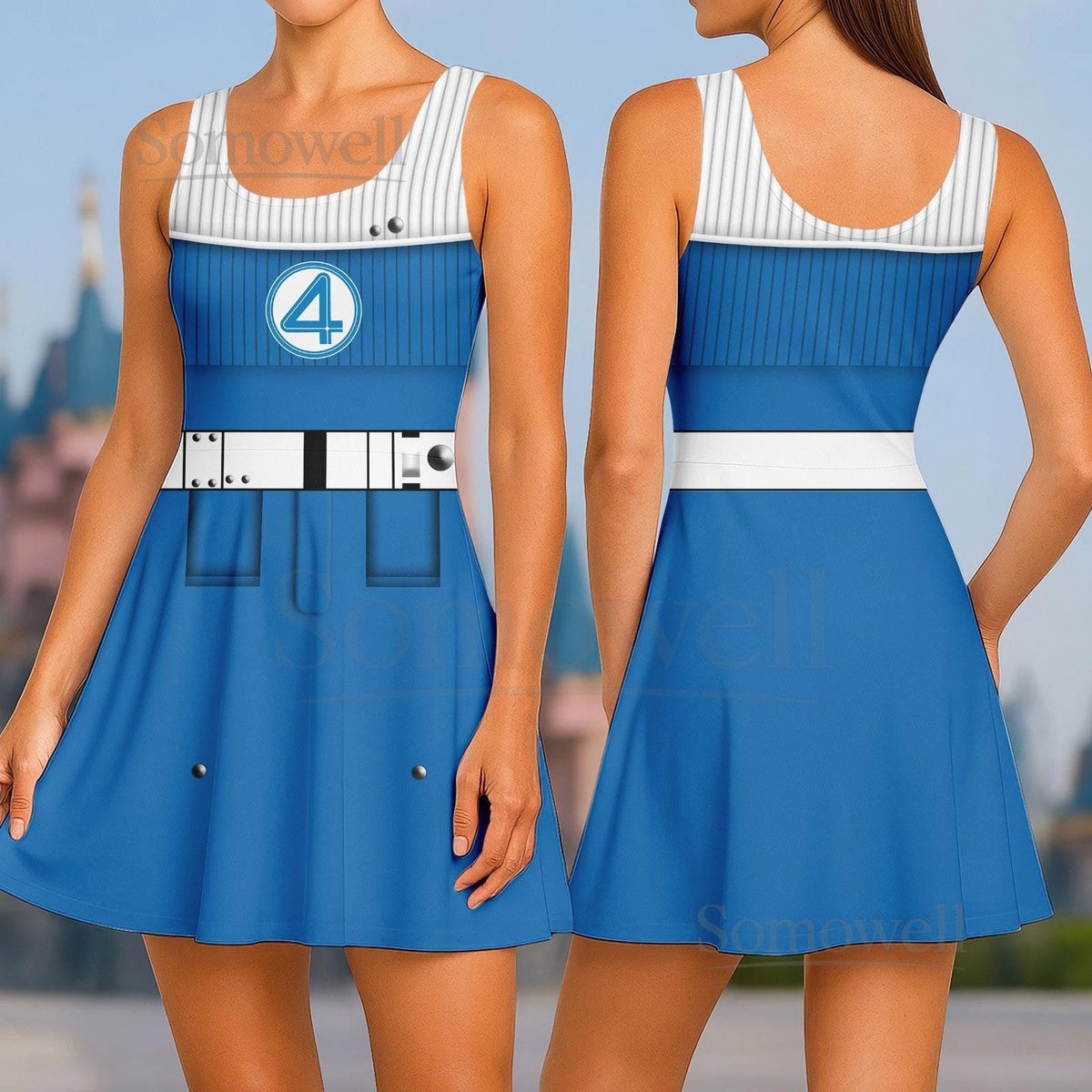 The Fantastic Four Skater Dress Susan Storm Women Dress Superhero Casual Dress Disney Marvel Costume Dress Halloween Gift For Her_188