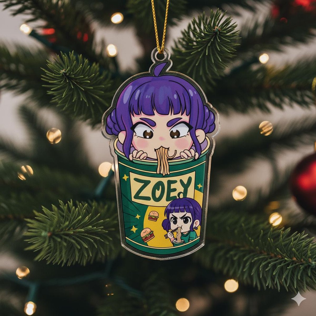Kpop Demon Zoey Acrylic Ornament Kpop Ornament Acrylic Demon Hunters Christmas Tree Hanging Anime Ornament Huntrix Christmas Ornament