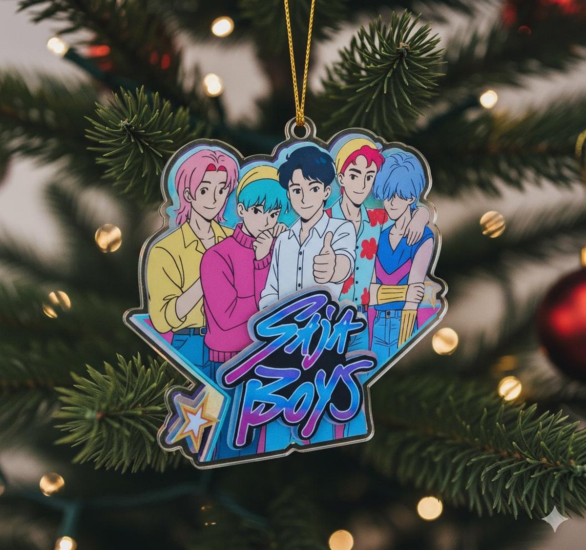 Kpop Demon Saja Boy Acrylic Ornament Kpop Ornament Acrylic Demon Hunters Christmas Tree Decor Anime Ornament Huntrix Christmas Ornament