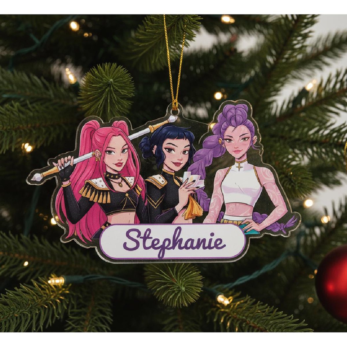 Personalized Kpop Demon Acylic Ornament Personalized Name Anime Girls Ornament Decor Gift for Demon Hunter Fan Huntrix Christmas Ornament