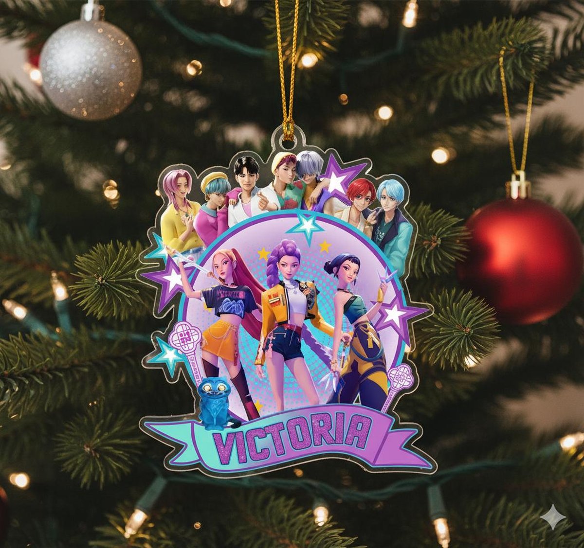 Custom Huntrix Acrylic Ornament with Name Personalized Kpop Demon Hunter Ornament Gift Decor for Huntrix fan Huntrix Christmas Ornament