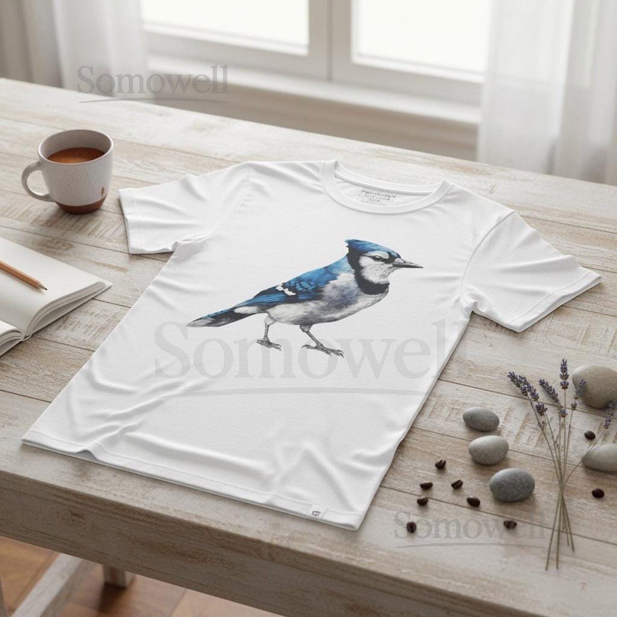 Blue Jay Illustration T-Shirt Unisex Softstyle Nature Tee_102