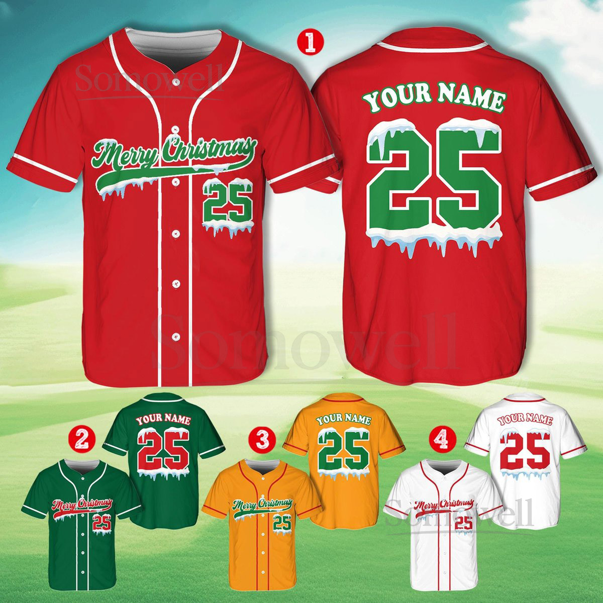 Personalized Christmas Baseball Jersey Adult Kid Youth Custom Name Number Holiday Jersey Xmas Gift Team Uniform Merry Christmas Shirt_062
