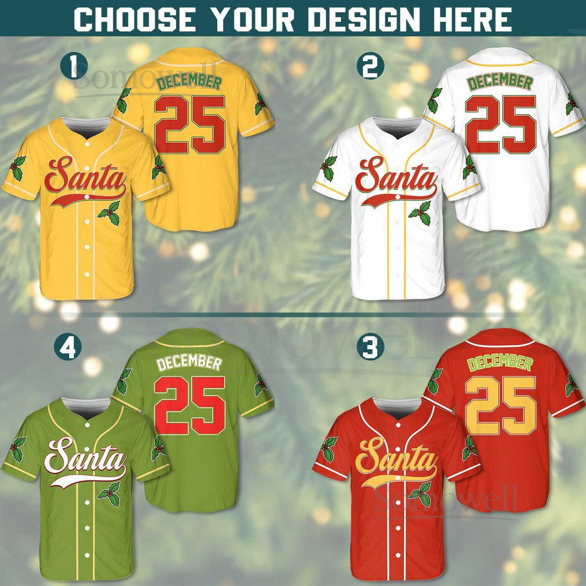 Personalized Christmas Baseball Jersey Adult Kid Youth Custom Name Number Holiday Jersey Funny Xmas Gift Team Uniform Santa Claus Shirt_057