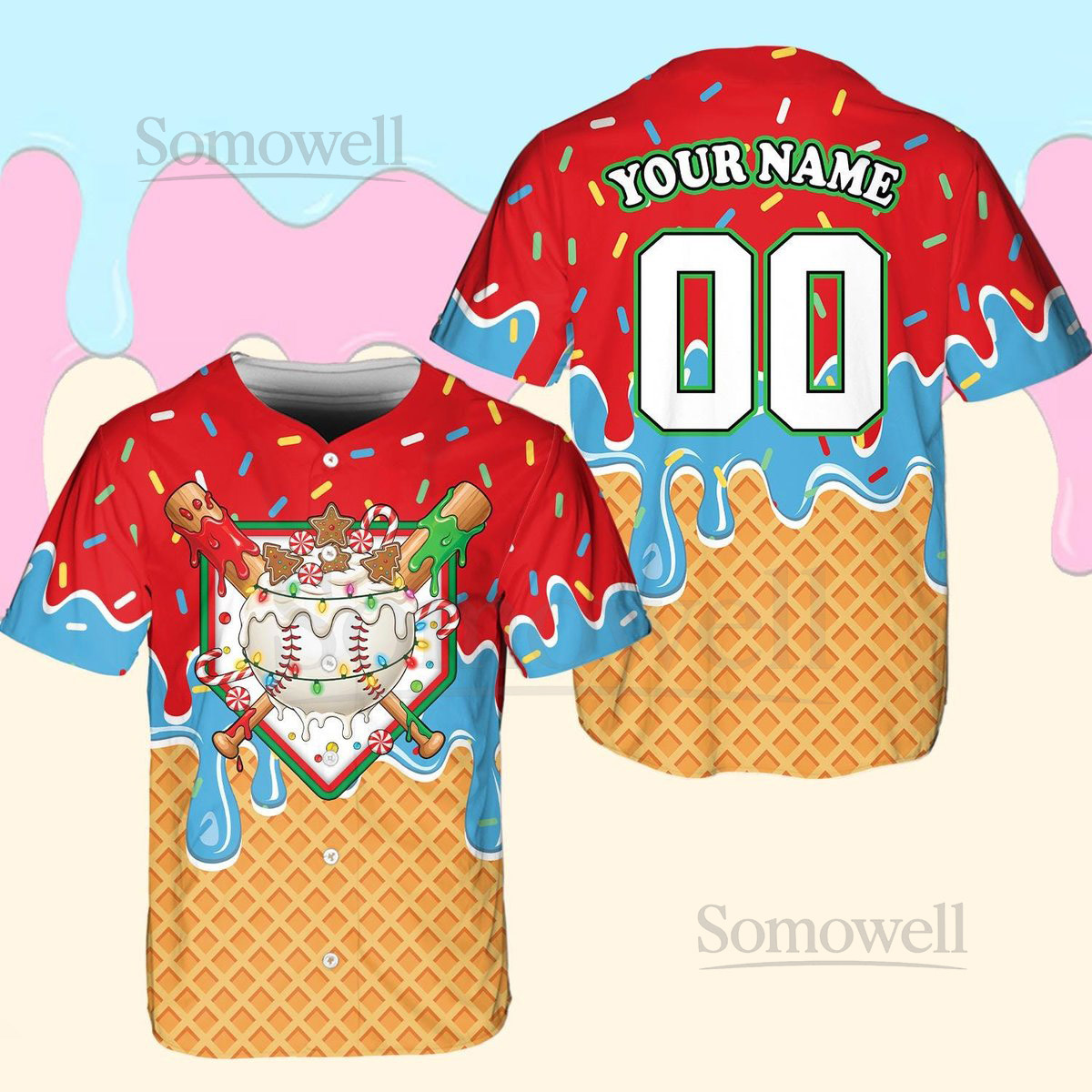 Custom Christmas Xmas Baseball Jersey Personalized Name Number Shirt Merry Family Xmas Shirt Gift Snowman Gingerbread Adult Kid Youth_003