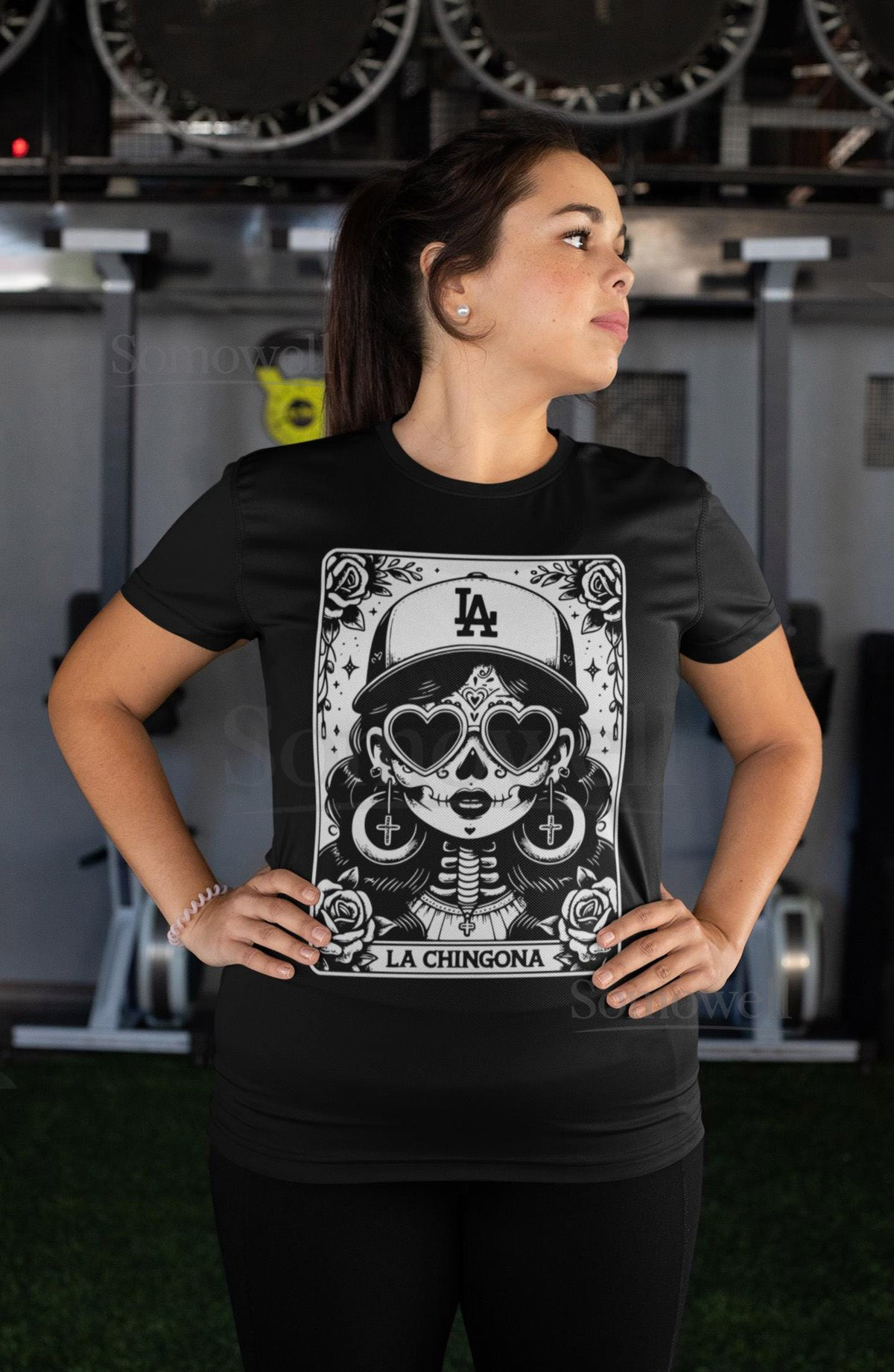 La Chingona Tarot Card Shirt Gothic Dia De Los Muertos Tee LA Dodgers_514