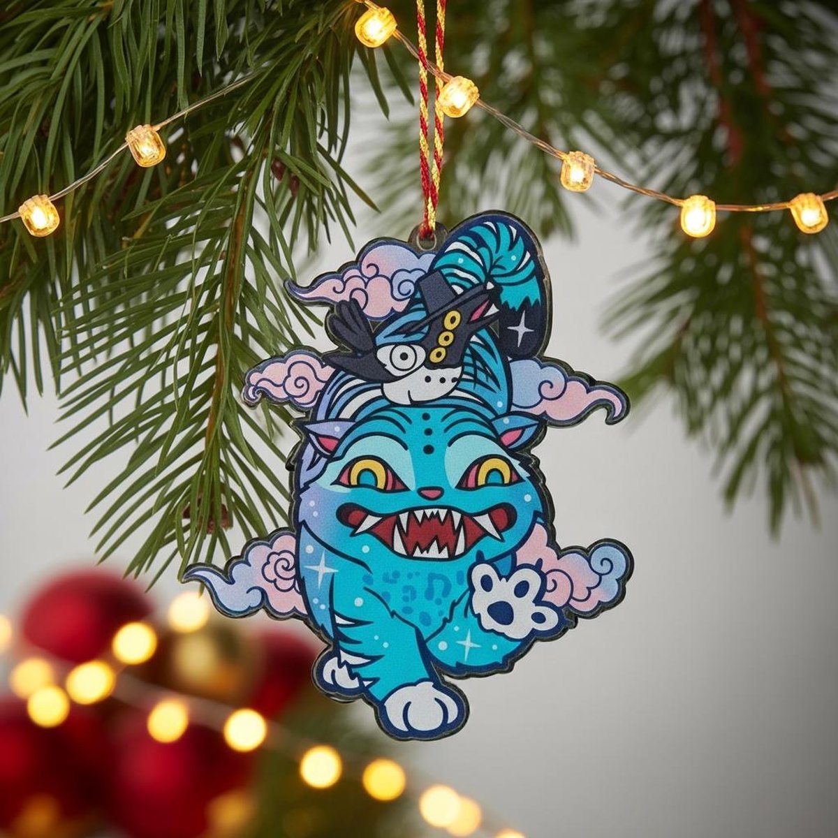 Derpy the Tiger And Bird Christmas Ornament Demon Hunter Tiger Acrylic Ornament Derpy Tiger and Sussie Bird Ornament Demon Hunters Decor