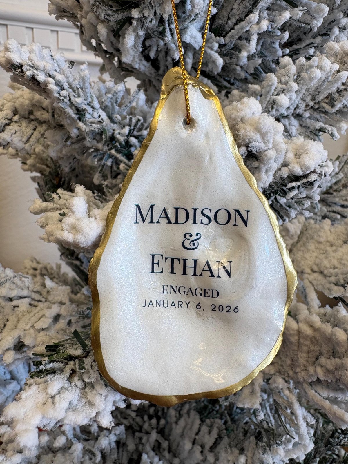 Personalized Engagement Ornament Just Engaged Gifts Oyster Christmas Ornament Custom Engagement Ornament Engagement Ornament Gift