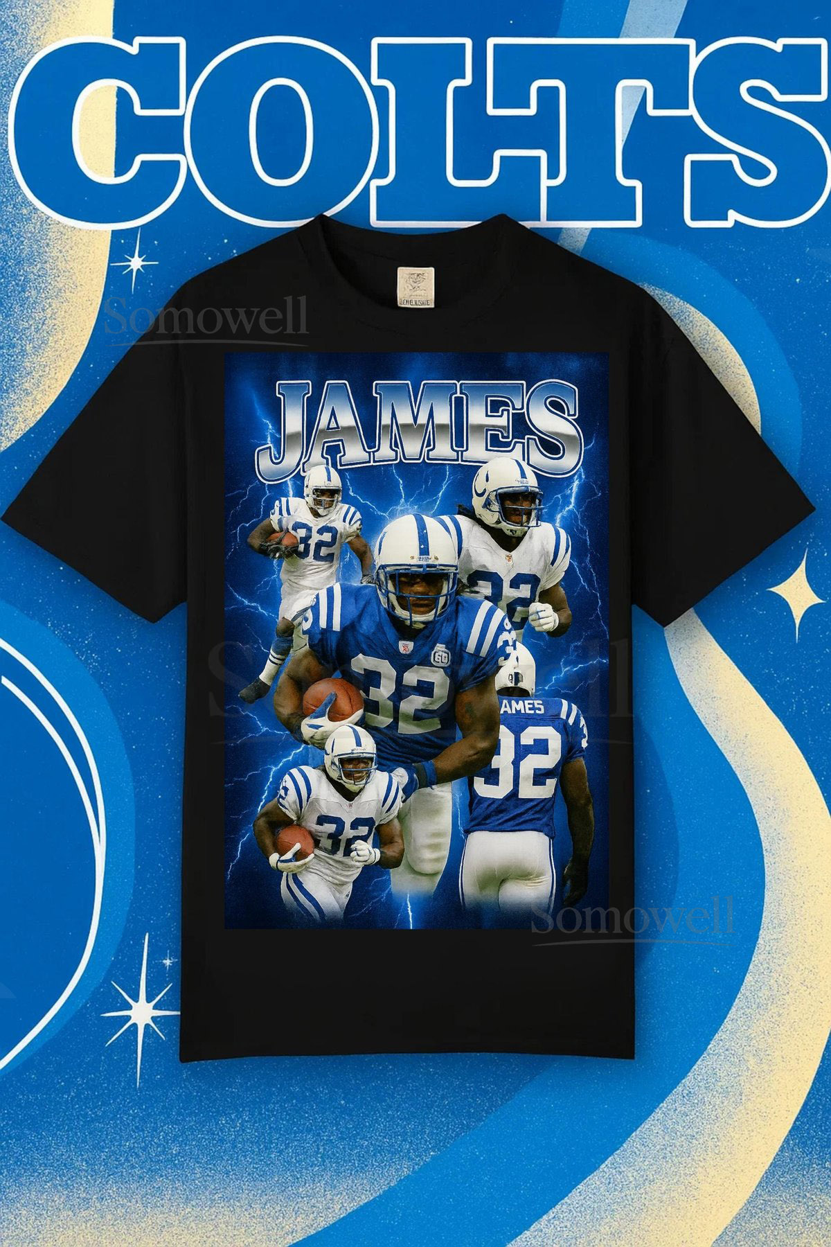 Retro Edgerrin James T-Shirt Vintage Bootleg Style Indianapolis Footba_795