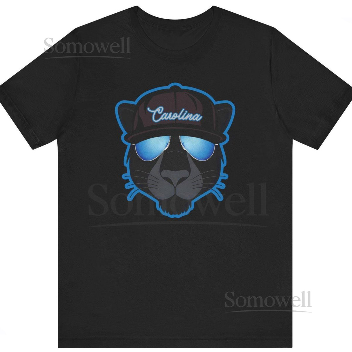 Carolina Football Fan Tee Trendy Panther With Hat Sunglasses T-Shirt_325