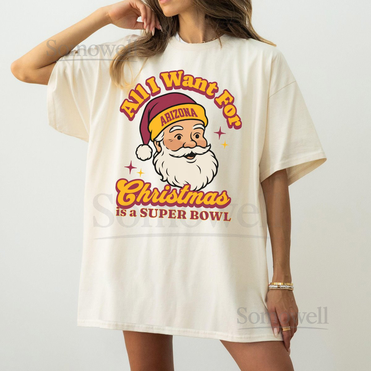 Arizona Football Christmas Super Bowl T-Shirt Retro Cardinal Football Tee Holiday Football Fan Shirt Festive Sports Apparel Santa Shirt_60