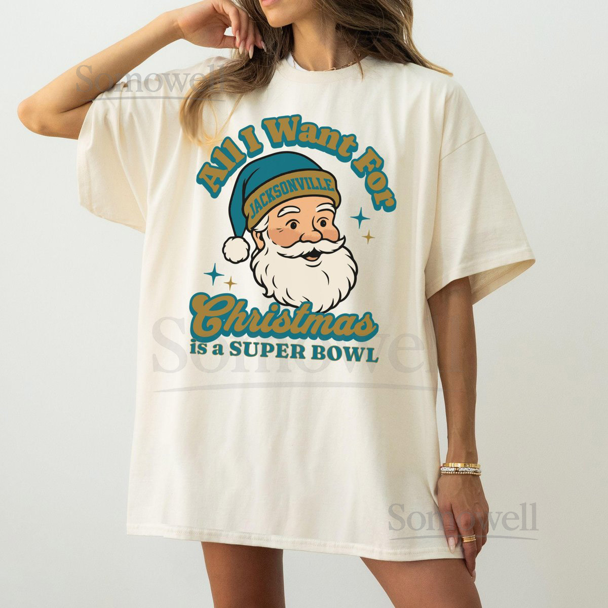 Jacksonville Football Christmas Super Bowl T-Shirt Retro Jaguar Football Tee Holiday Football Fan Shirt Festive Sports Apparel San_582