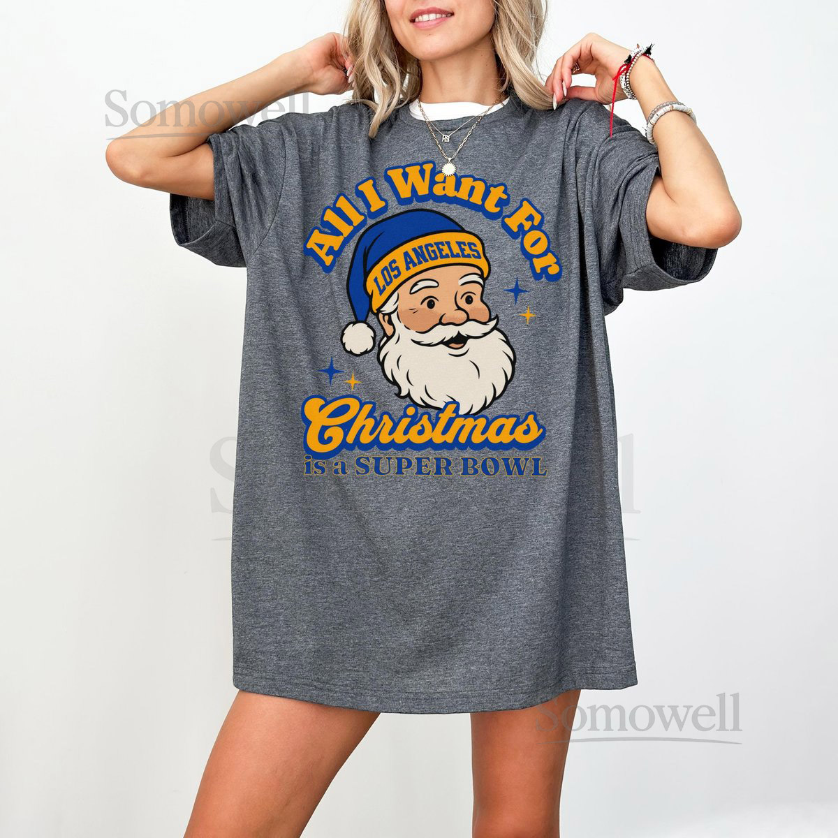 Los Angeles Football Christmas Super Bowl T-Shirt Retro Ram Football Tee Holiday Football Fan Shirt Festive Sports Apparel Santa Shirt_538