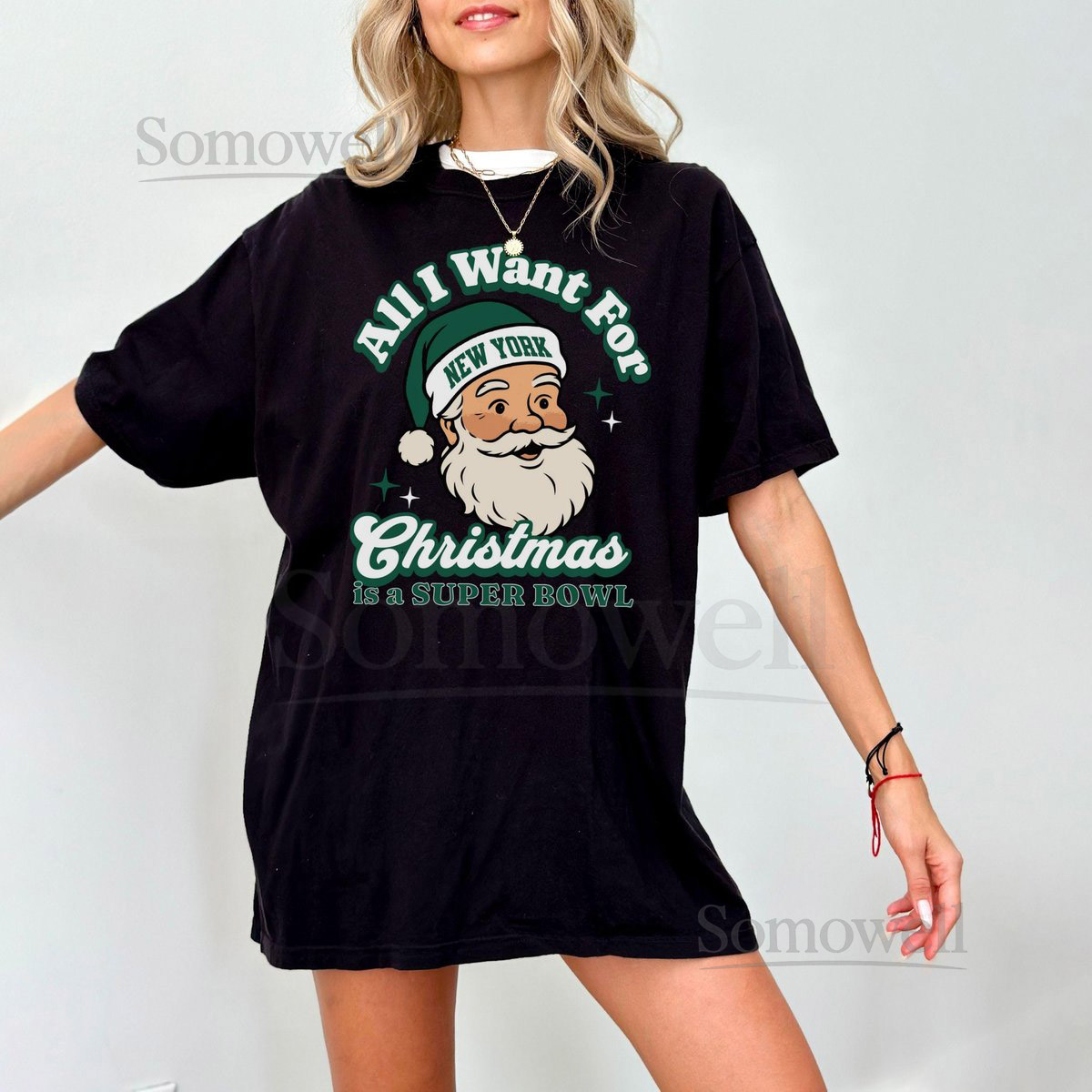 New York Football Christmas Super Bowl T-Shirt Retro Jet Football Tee Holiday Football Fan Shirt Festive Sports Apparel Santa Shirt_361