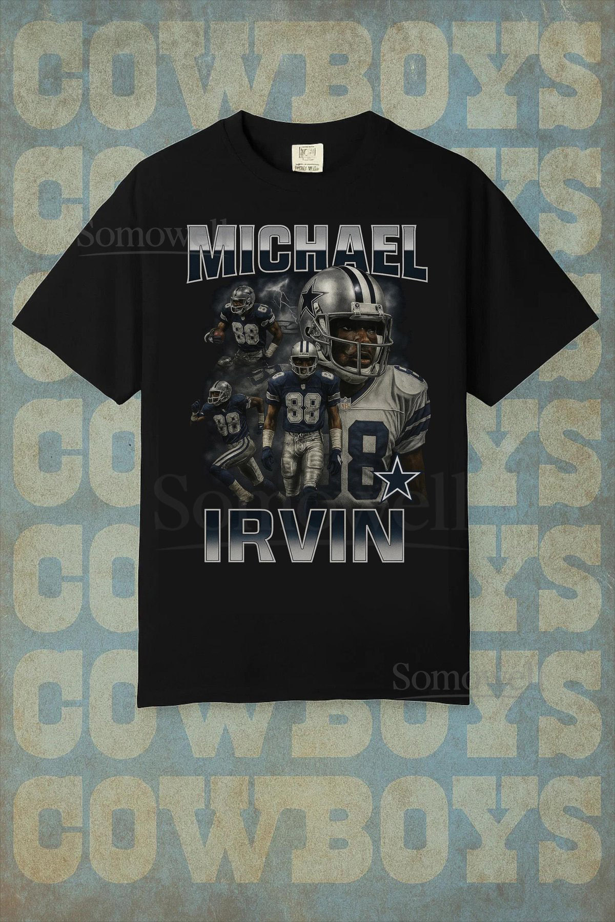 Retro Michael Irvin T-Shirt Vintage Bootleg Style Dallas Football Tee_444