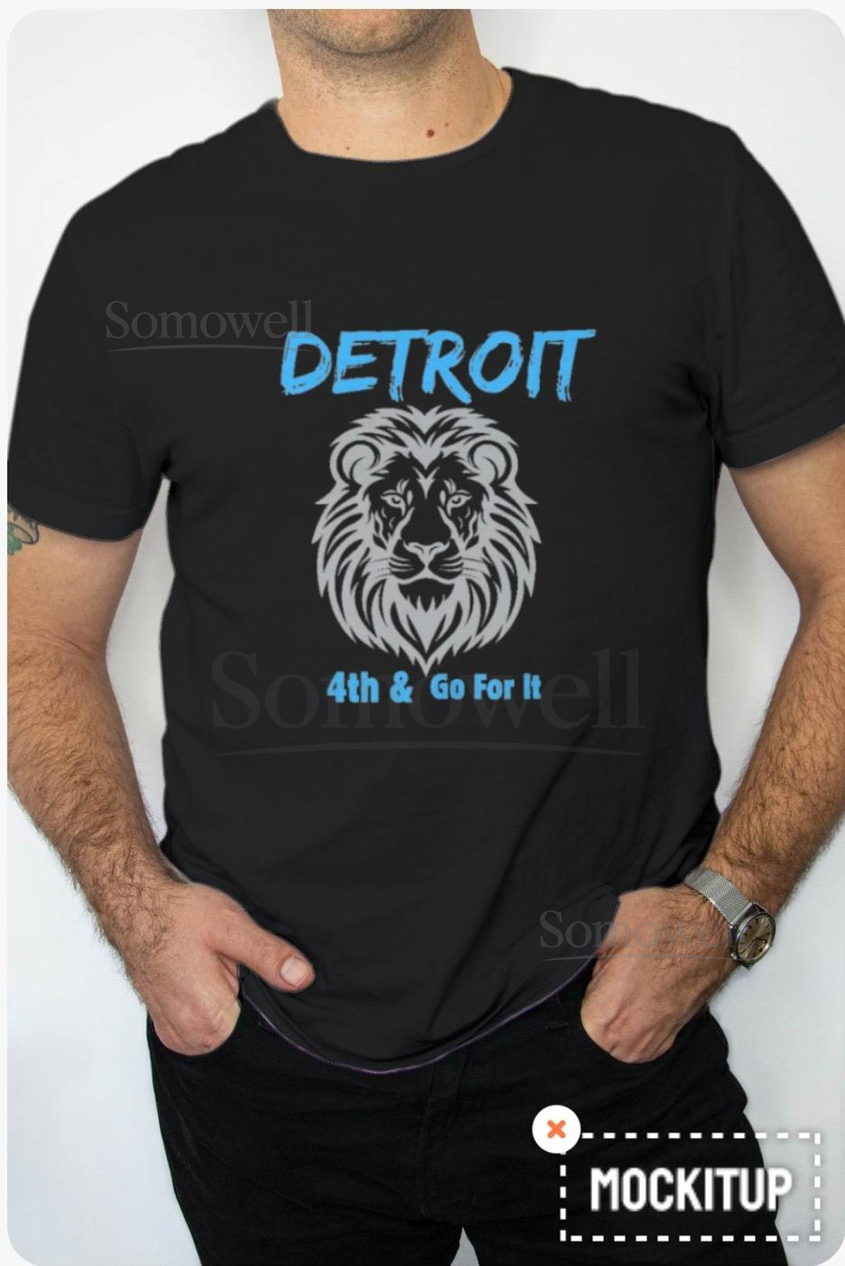 Detroit Lions T-Shirt Casual Football Tee NFL Apparel 4th Down Tri-Blend_295