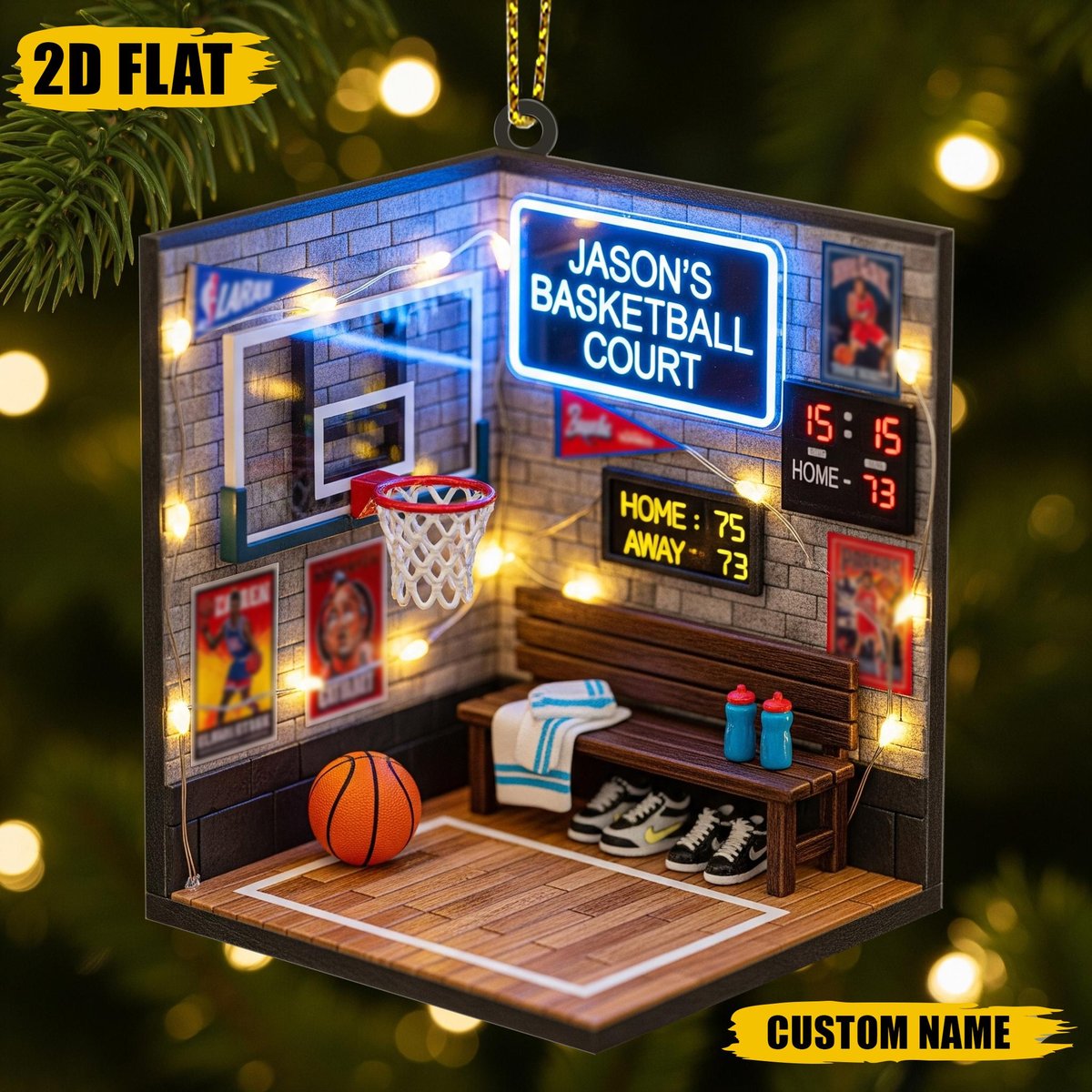 Custom Basketball Court Ornament Personalized Basketball Ornament Sports Acrylic Ornament Christmas 2025 Basketball Coach Holiday Present