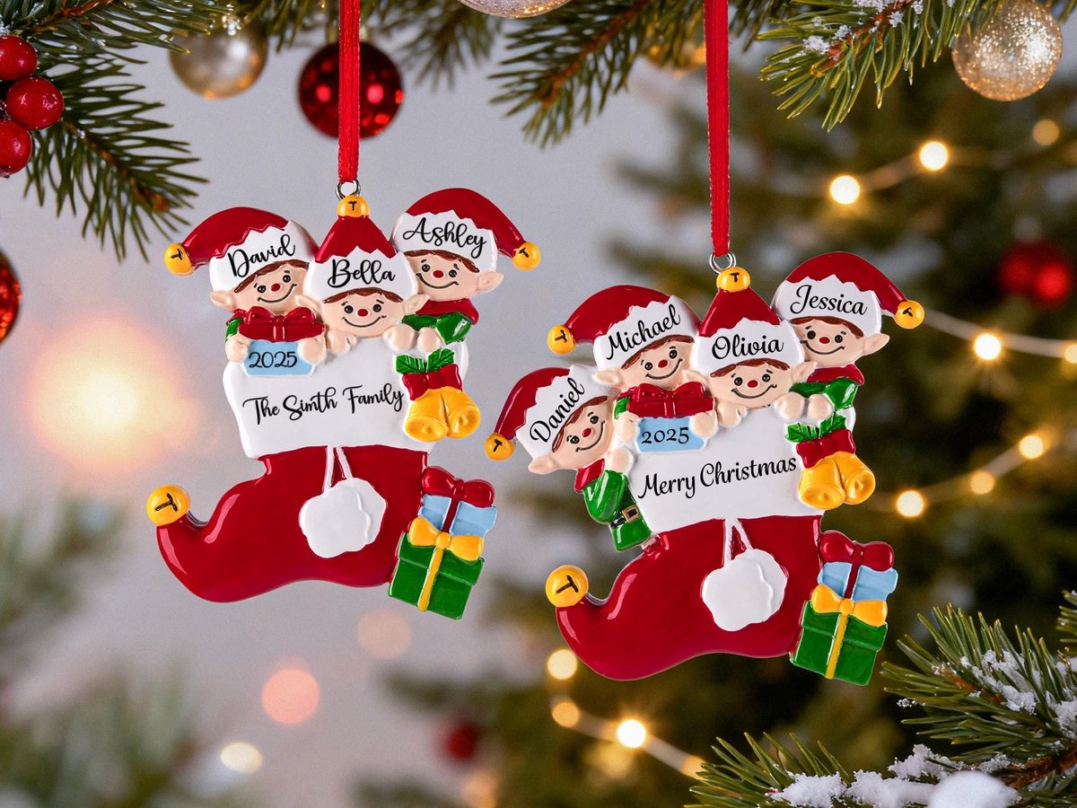 Personalized Christmas Ornaments With Name2025 Family Christmas OrnamentResin Elf Family OrnamentChristmas KeepsakeFamily Christmas Gift