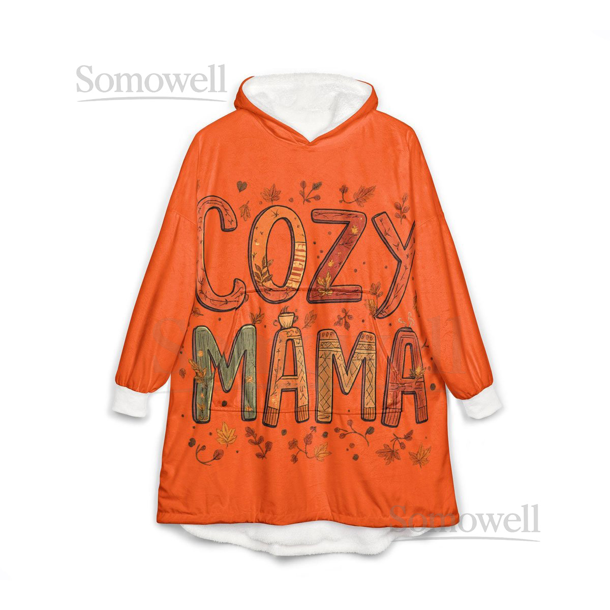 Cozy Hooded Blanket Soft Polyester Fleece Throw with Kangaroo Pocket_26