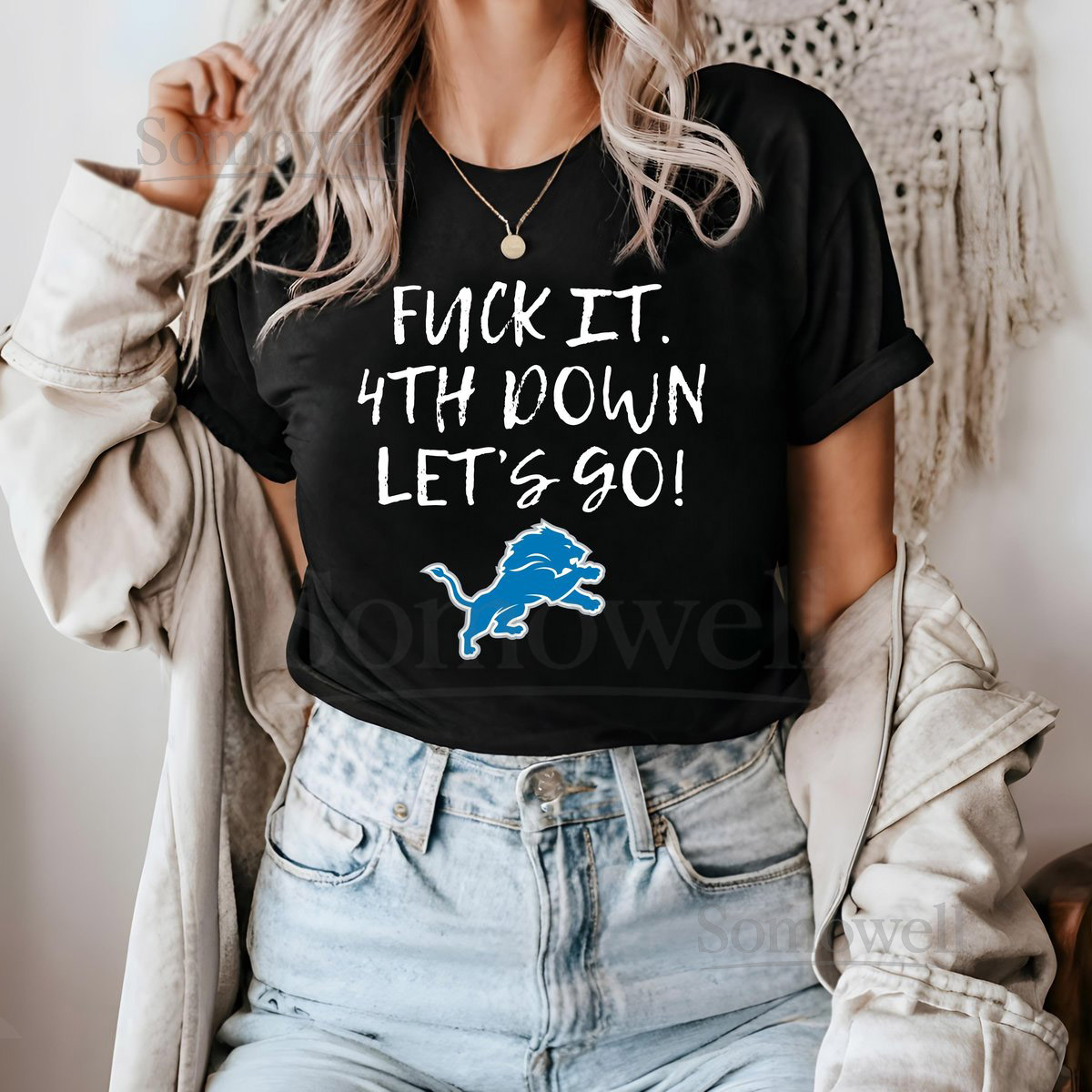Detroit Lions 4th Down and Fuck It Go Lions T-shirt Detroit Football Funny Lions Shirt Football Humor Tee_197