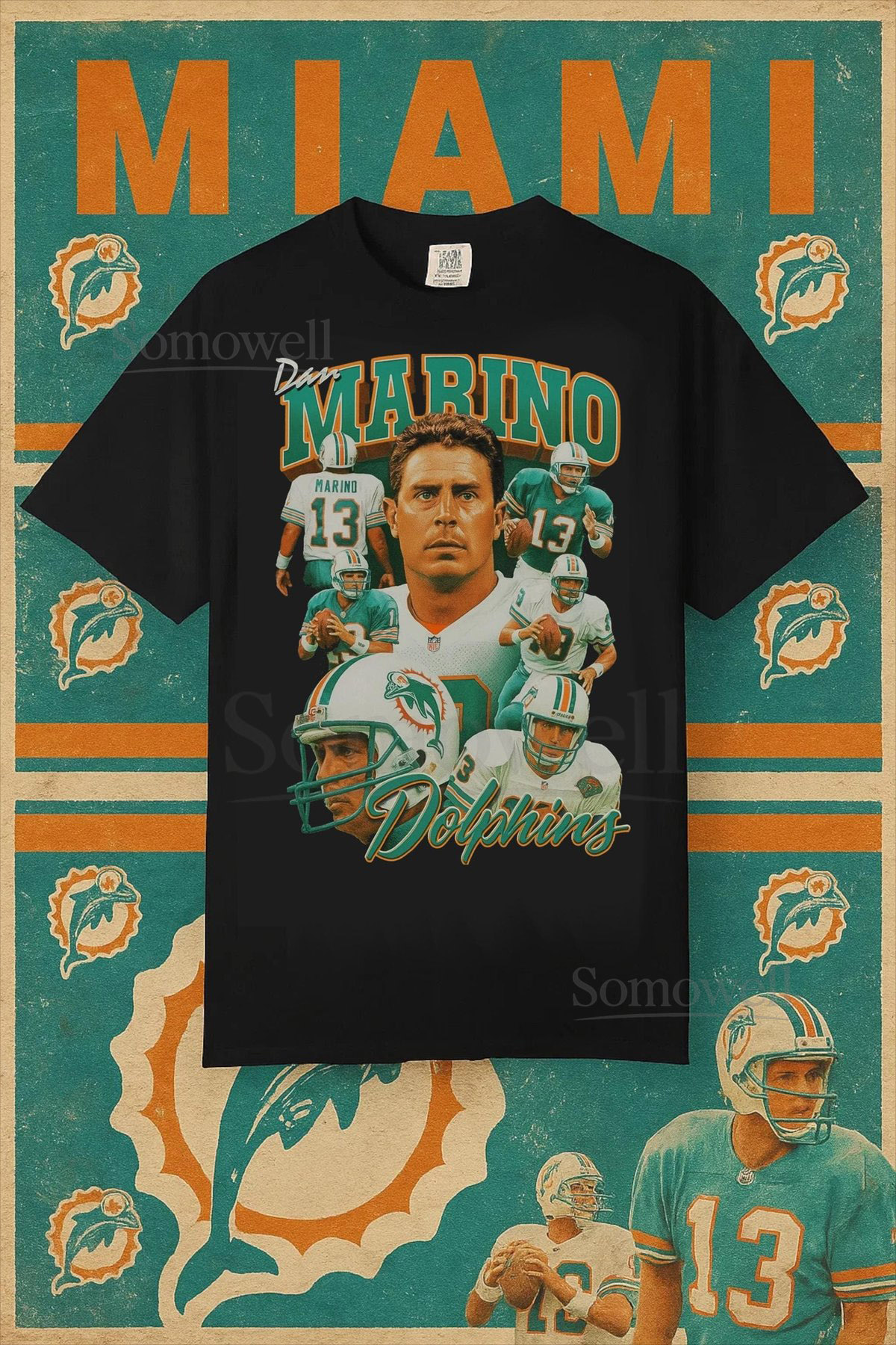 Dan Marino Bootleg Tee Vintage 90s Style Miami Football Shirt Retro Graphic_280