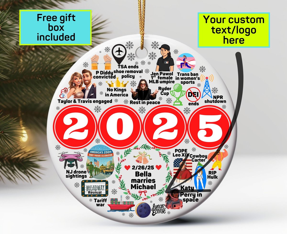 2025 Christmas Ornament 2025 ornament 2025 year in review ornament Christmas ornaments Christmas keepsake 2025 notable events ornament