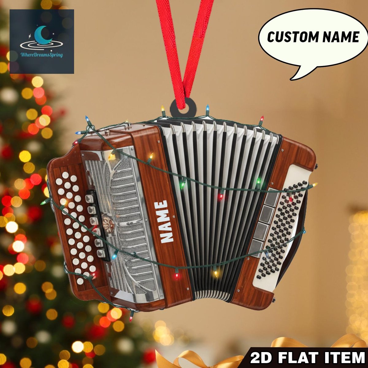 Personalized Accordion Ornament Accordion Player DecorMusician Lover GiftMusician DecorMusic Lover GiftChristmas Hanging Ornament Gift