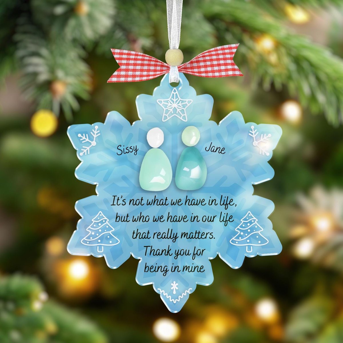 Real Sea Glass Friendship Ornament Snowflake Timeless Friendship Acrylic Snowflake Keepsake Christmas Tree Hanging Gift Best Friend Decor