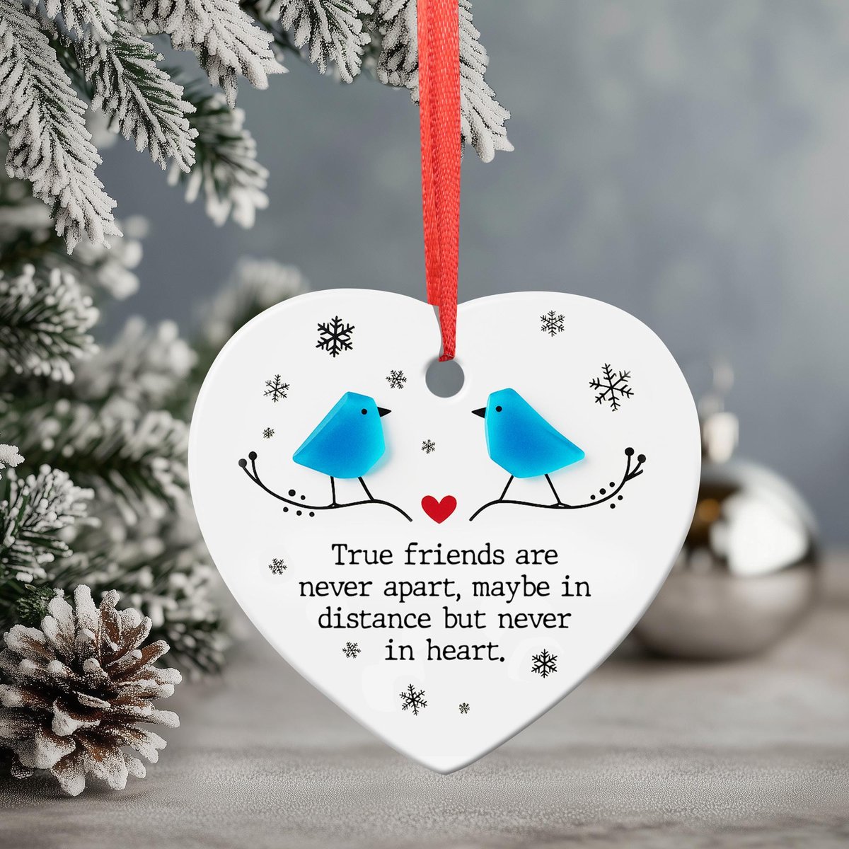 Custom Friendship Sea Glass Ornament 2025 Long Distance Ornament Timeless Friendship Christmas Keepsake Best Friend Sea Glass Art