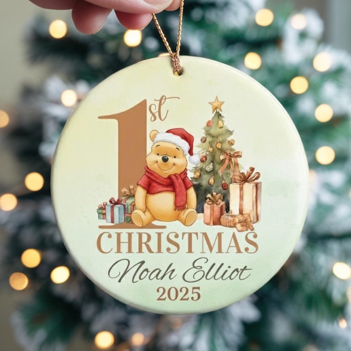 Disney Pooh Baby First Christmas Ceramic Ornament Personalized Baby39s First Christmas Ornament Disney Pooh Bear Ornament Disney Ornament