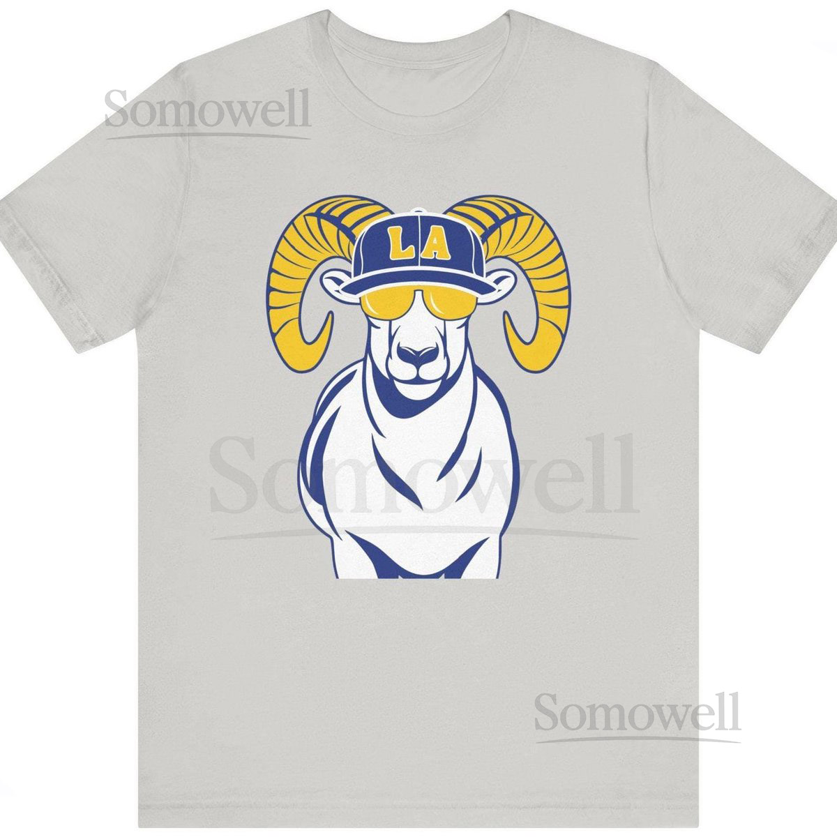 LA Football T-Shirt LA Ram With Hat Sunglasses Graphic Tee_429