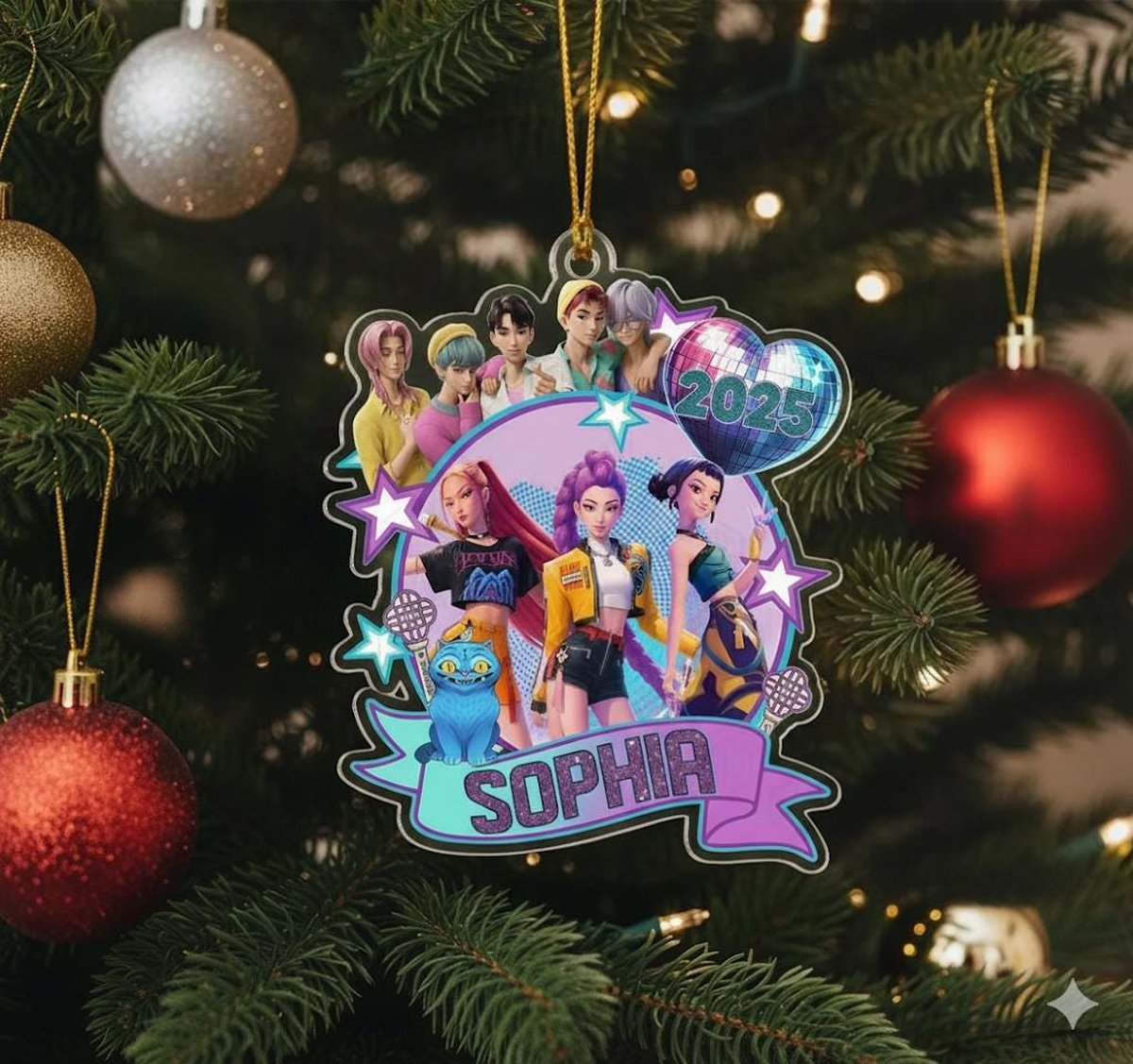 Personalized Huntrix Christmas Ornament Custom Kpop Demon Hunter Ornament Custom KPDH Christmas Ornament N1