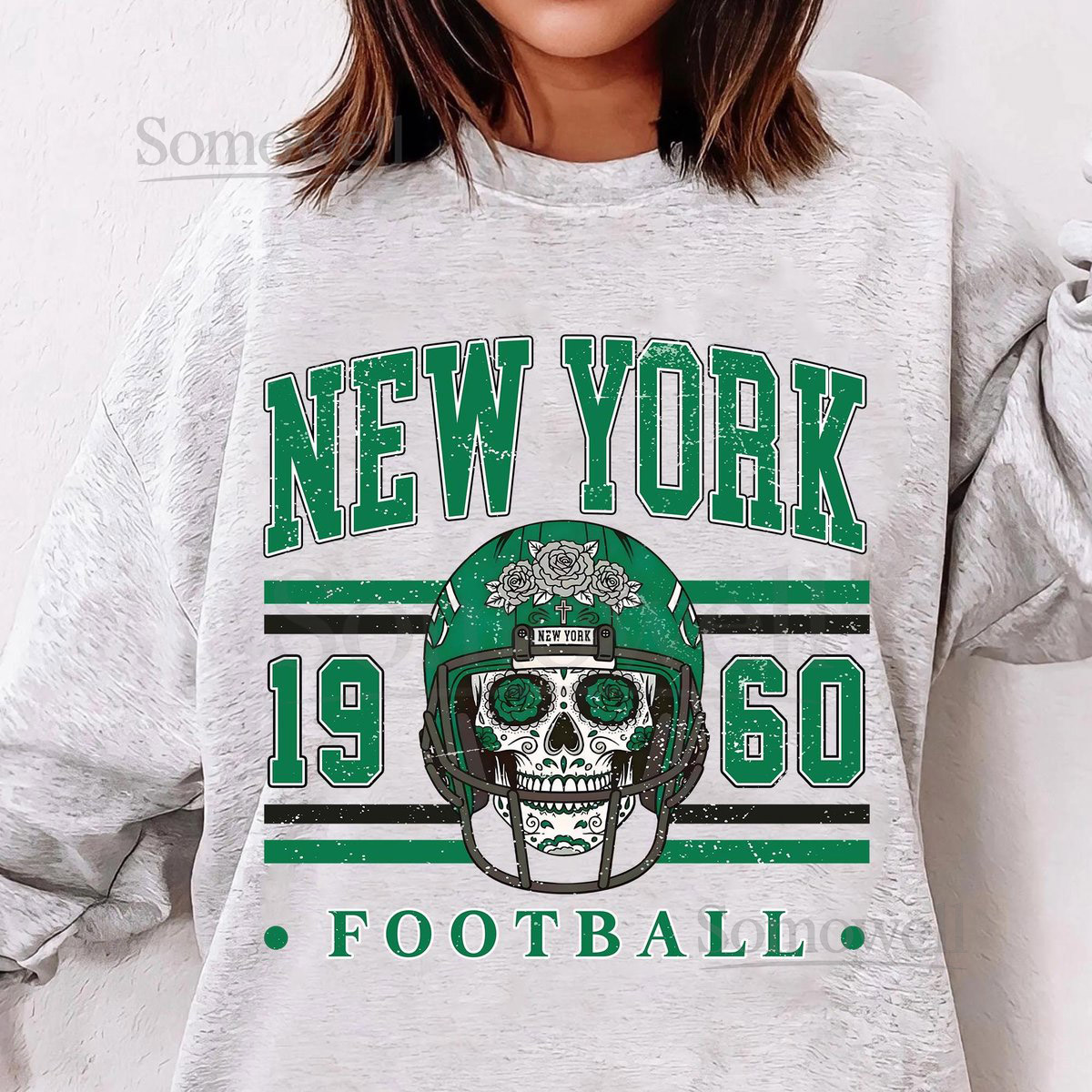 New York Football Retro 80s Vintage Style Crewneck Sweatshirt New York Football Tshirt_365