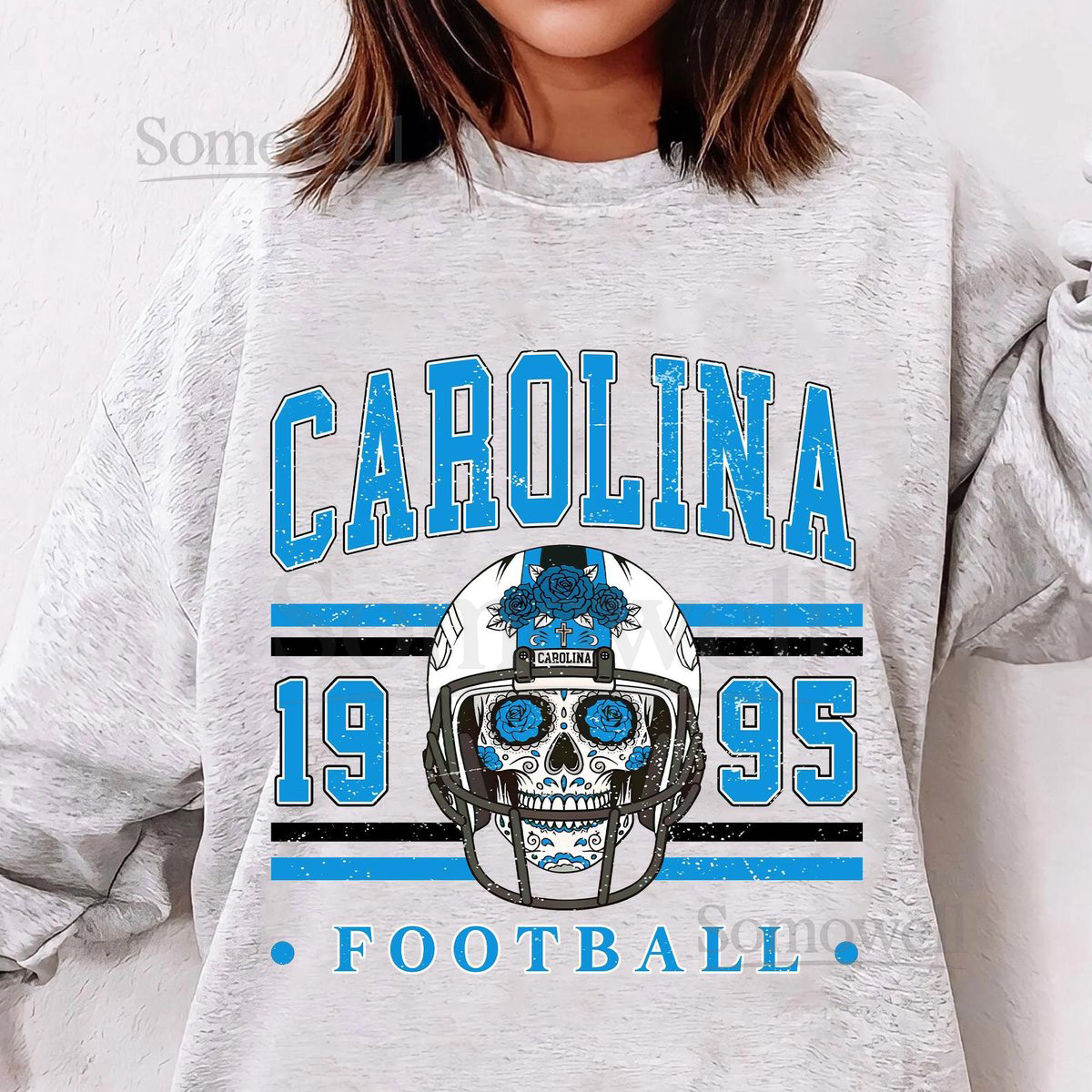 Carolina Vintage Style Comfort Colors Football T-Shirt Panther T-ShirtCarolina Football Crewneck Carolina Football T-Shirt_415