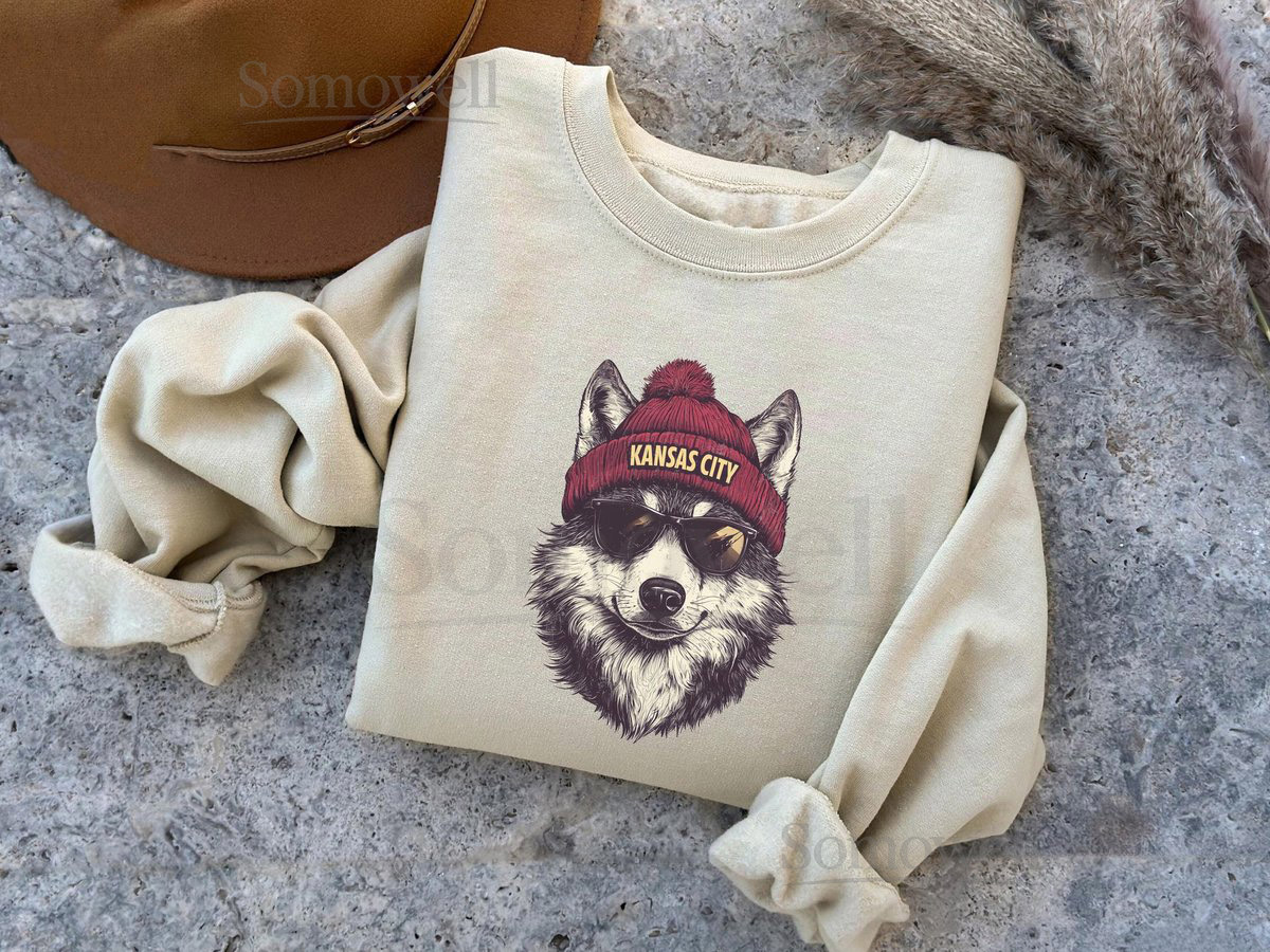 Kansas City T-Shirt Beanie Wolf Mascot Vintage Sketch Shirt Kansas City Graphic Tee Game Day Vibes KC Fan Gift_455