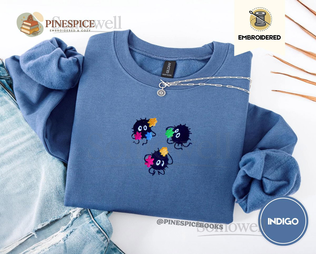 Cute Sprite Sweatshirt Embroidered Cozy Sprites Crewneck Gildan 18000 Whimsical Star Sprite Shirt Cute Cottagecore Gift Cozy Fall Top_36