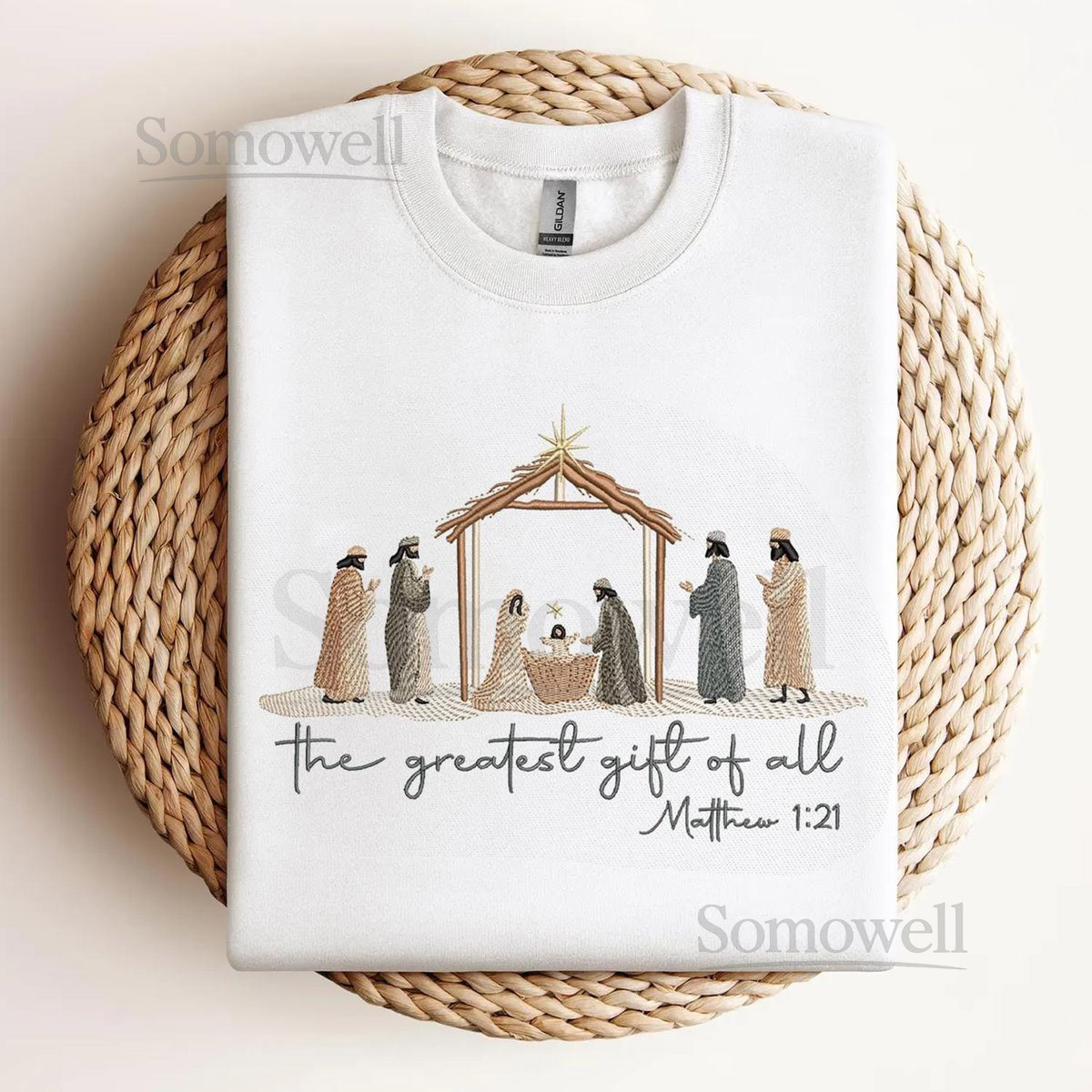 EMBROIDERED The Greatest Gift For All Shirt Bible Verse Christian Christmas Shirt Jesus Embroidery Shirt EMBROIDERED Christian Gift_101