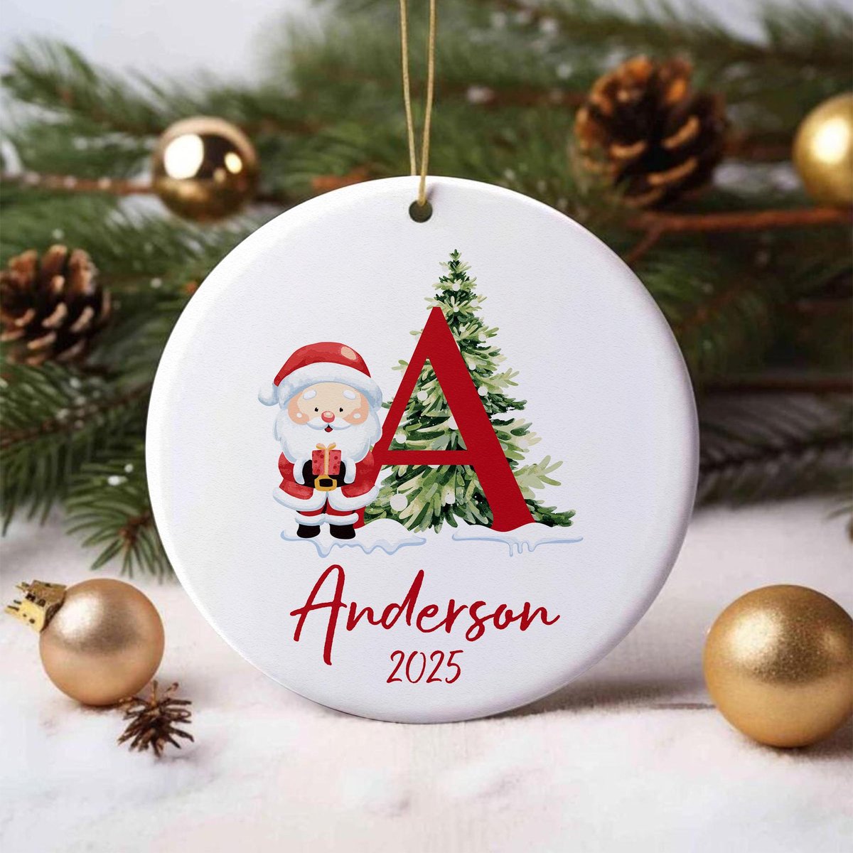 Letter Name Ornament - Custom Initial Ornament Family Ornament Monogram Christmas Keepsake Personalized Santa Ornament Gift For Kids