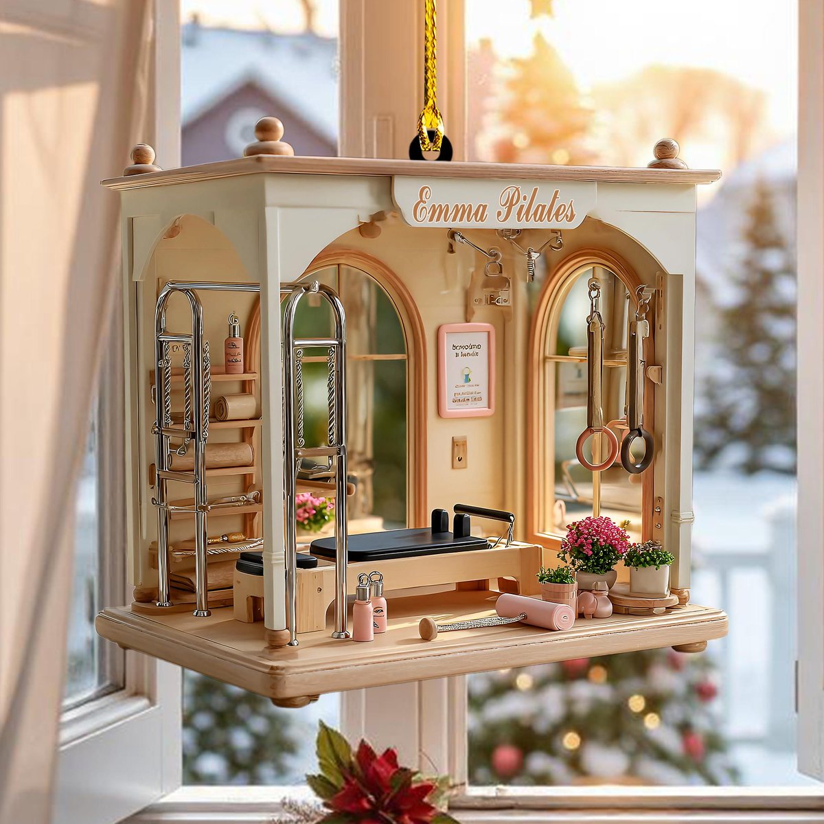 Personalized Pilates Studio Ornament Custom Flat Acrylic Fitness Trainer Christmas Tree Decoration Gift For Instructor