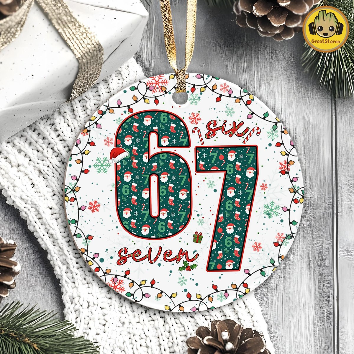 Funny Six Seven Meme Christmas Ornament Png Viral Saying 6 7 Png Internet Joke Ornament Trending Social Media Humor Png Xmas 6 7 Png