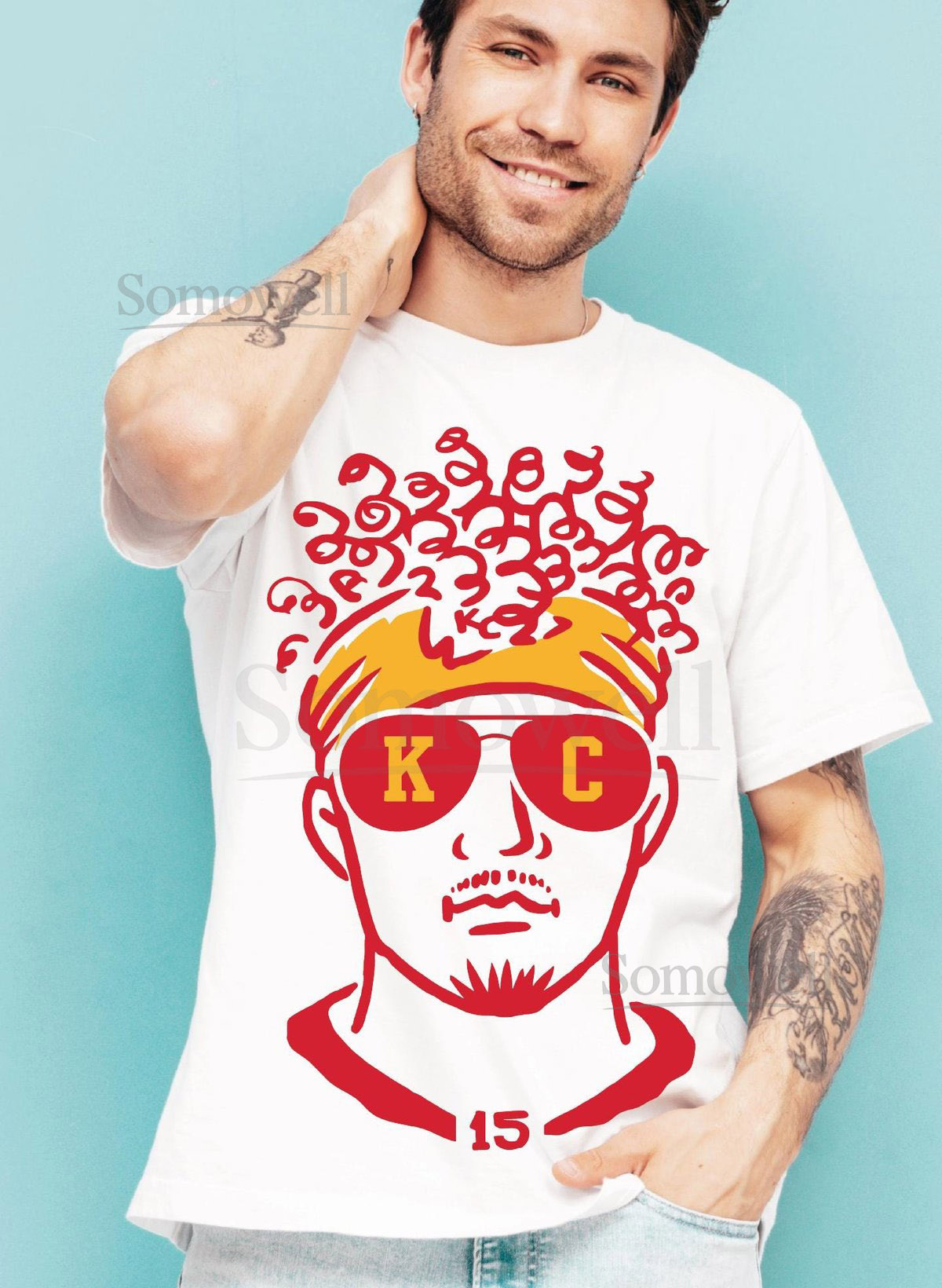 Kansas City Football Comfort Colors Mahomes 15 Crewneck KC Chiefs Game Day Shirt Unisex NFL Fan Apparel Red Gold Fall Hoodie S-469_337