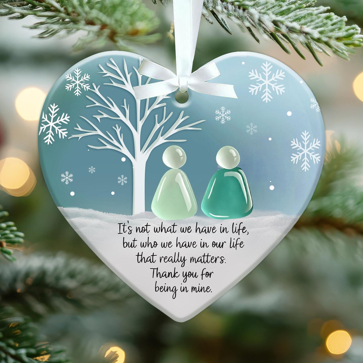 Friendship Heart for Christmas Tree Hanging Ornaments Custom Friendship Real Sea Glass Friendship Decor Timeless Friendship Heart Keepsake