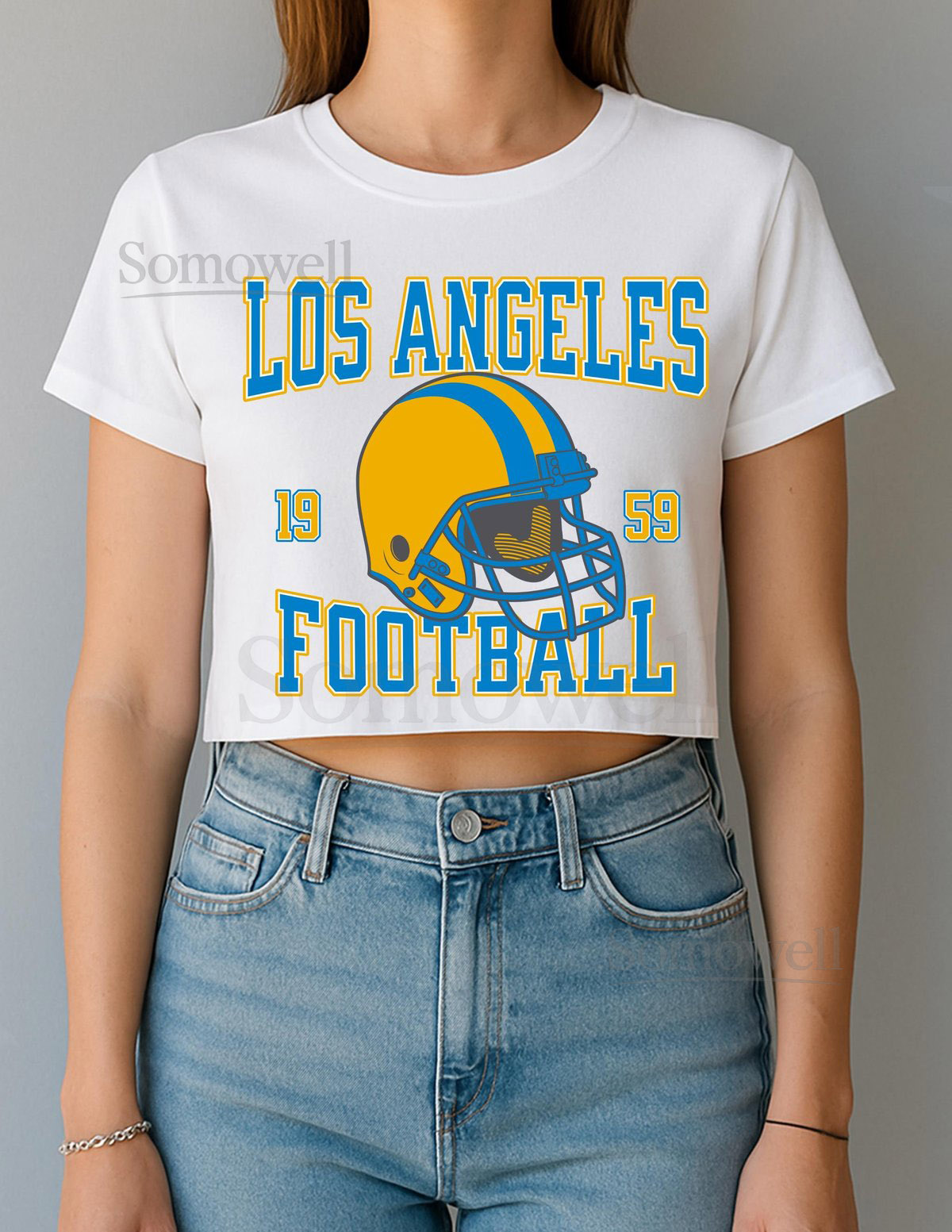 Los Angeles Football Womens Crop Top Vintage Game Day Tee_569