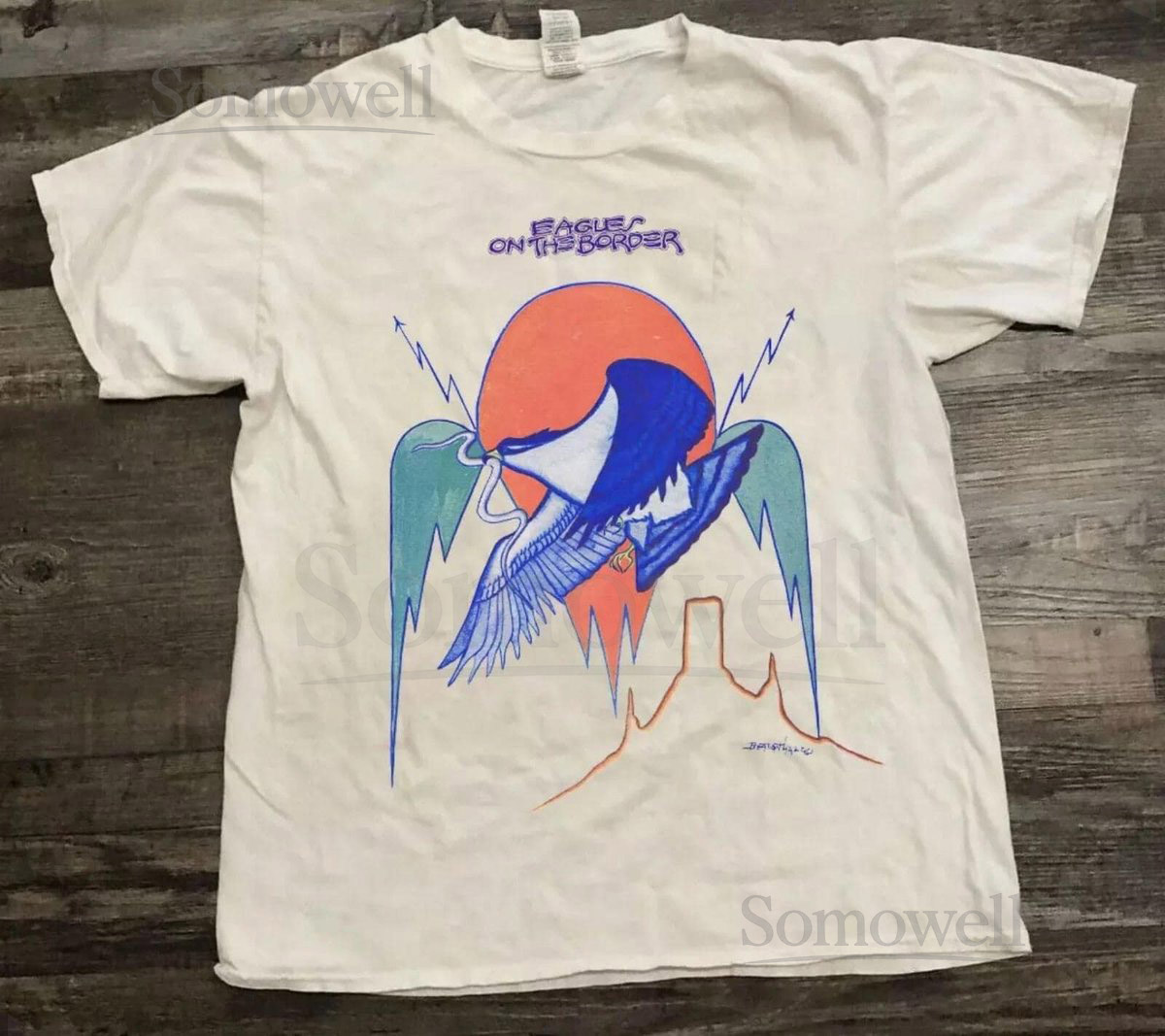 Vintage OLD Limited-Eagles-On 'The Border' Concert Rock Album Tour Rare 1974 T-Shirt S-5XL_934