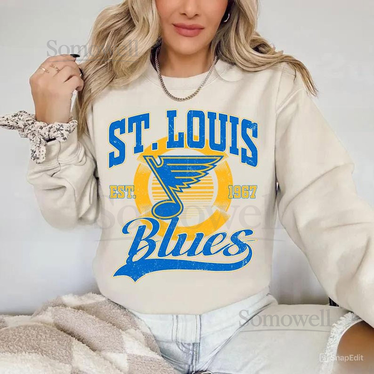 St. Louis Blue Sweatshirt Vintage St. Louis hockey shirt St. Louis Hockey Crewneck Blues Hockey youth sweater Hockey Fan gift_507