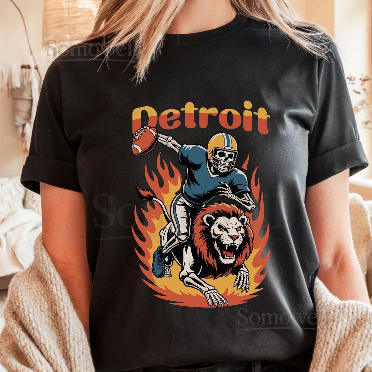 Detroit Lions Vintage Football Tee Retro Game Day Shirt Mens Womens NFL Fan Gift Football Autumn Lions Retro Tee Sports Fan Gift_317